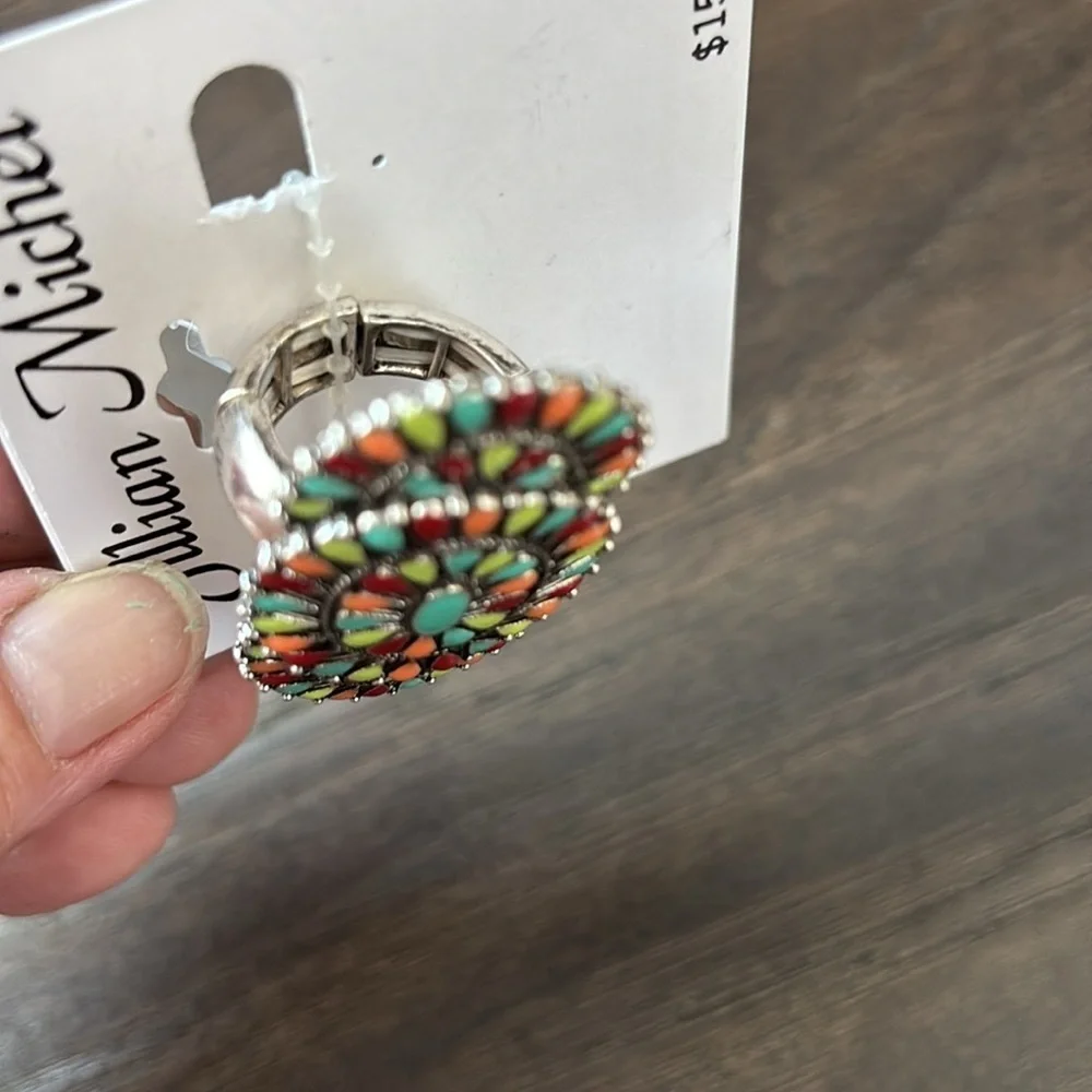 Jillian Michel Treasure Navajo multicolor,concho stretch,silver-tone,Western